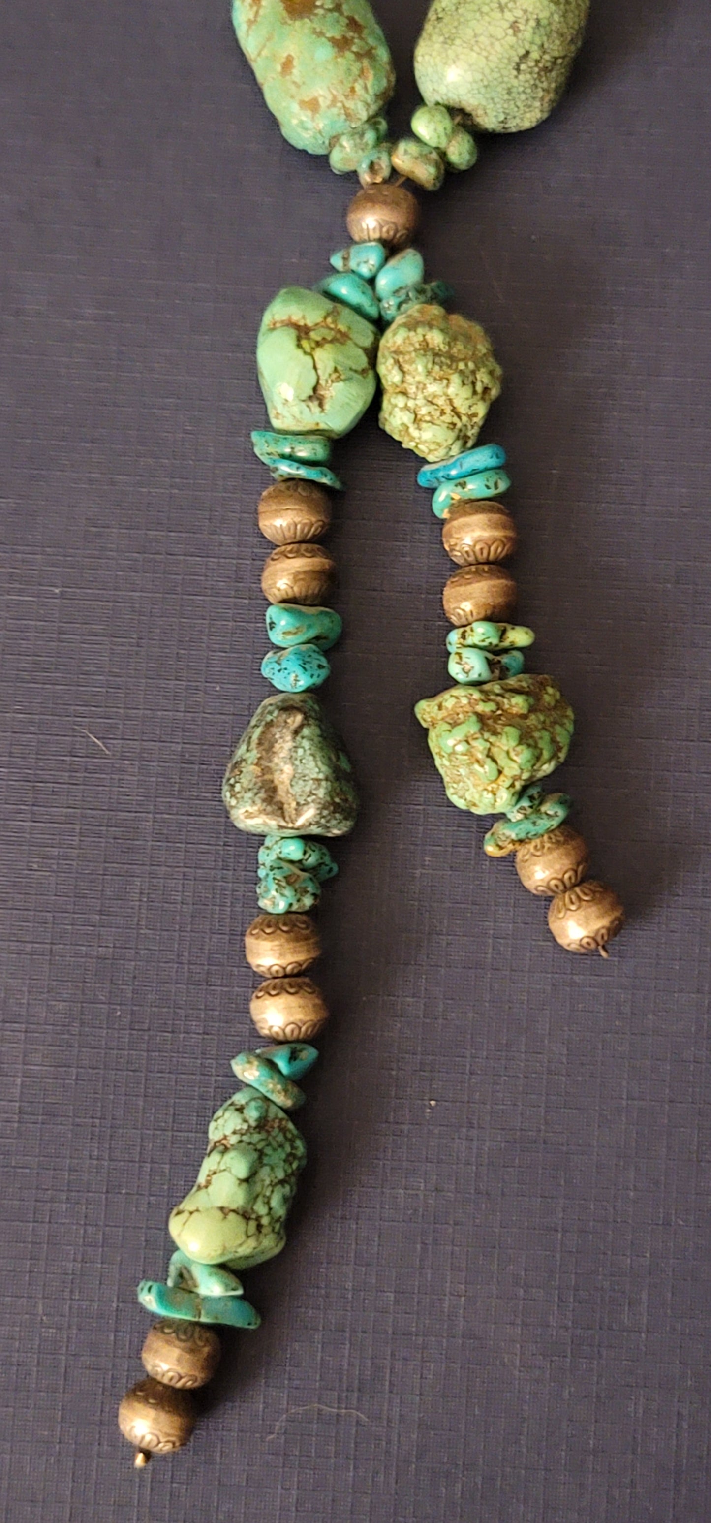 Vintage Heishi nugget necklace with silver beads