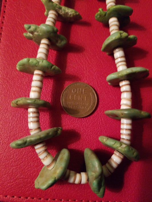 Royston turquoise and heishi necklace