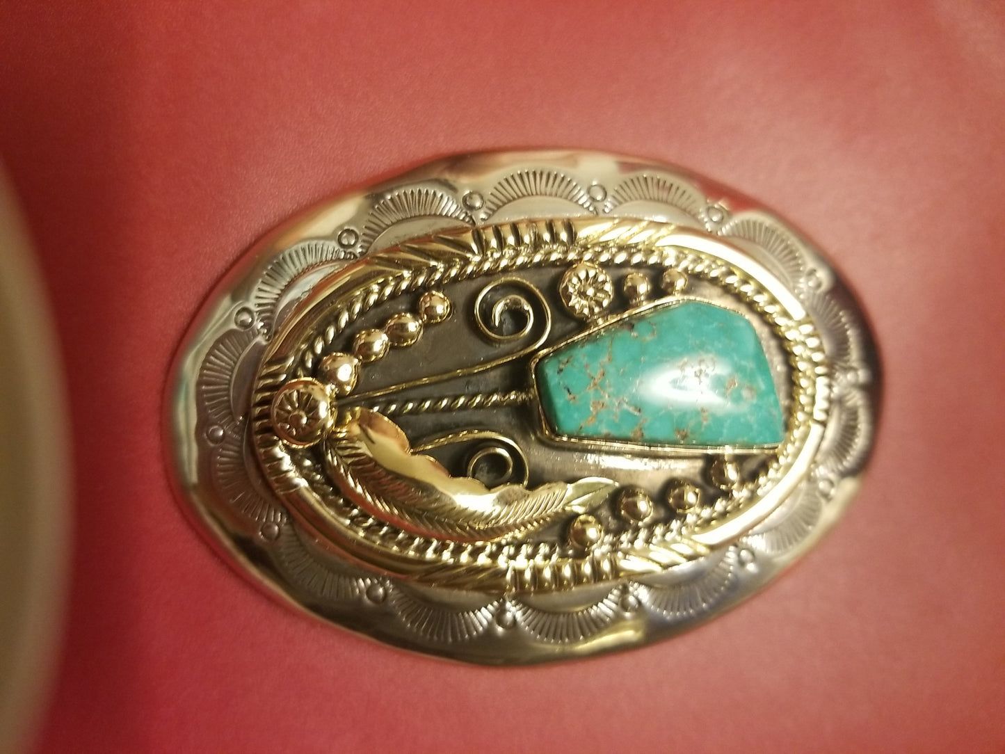 14kt & Sterling Silver Navajo handmade vintage  bolo tie