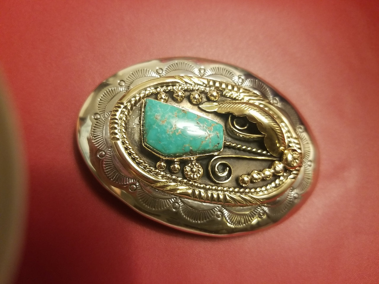 14kt & Sterling Silver Navajo handmade vintage  bolo tie