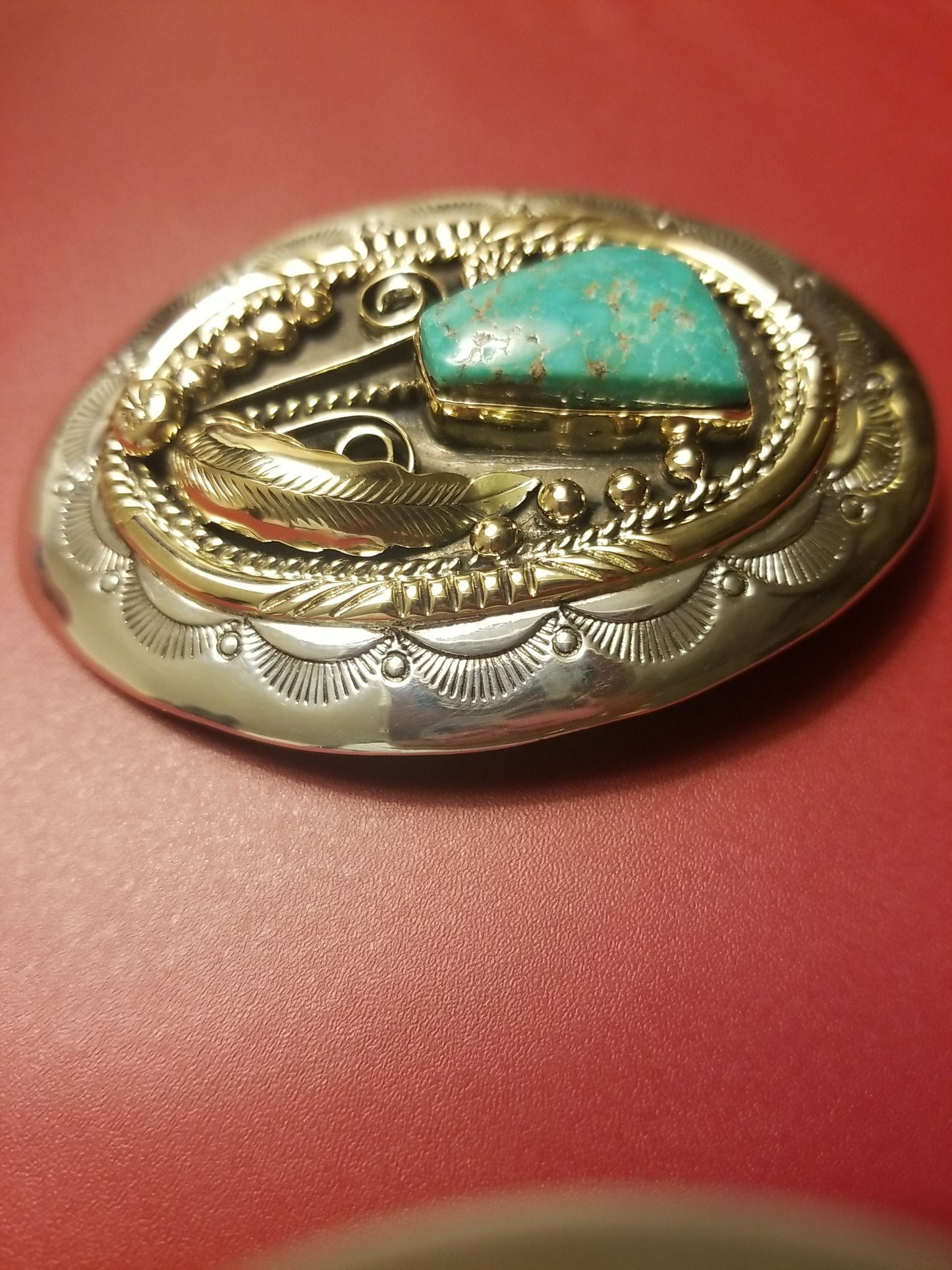 14kt & Sterling Silver Navajo handmade vintage  bolo tie