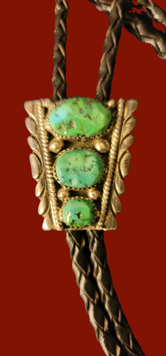 ROBERT LEEKYA BOLA TIE Kingman turquoise sterling silver
