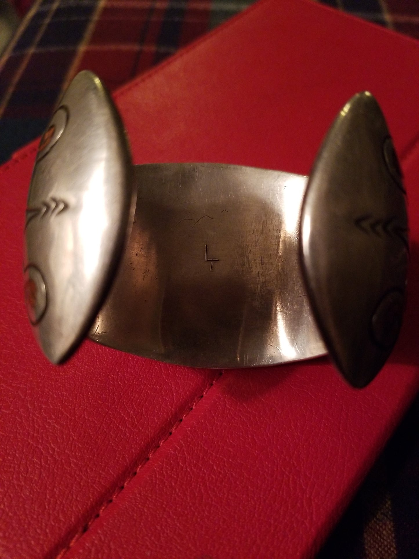 Navajo Watch Cuff handmade 1970's chip inlaid
