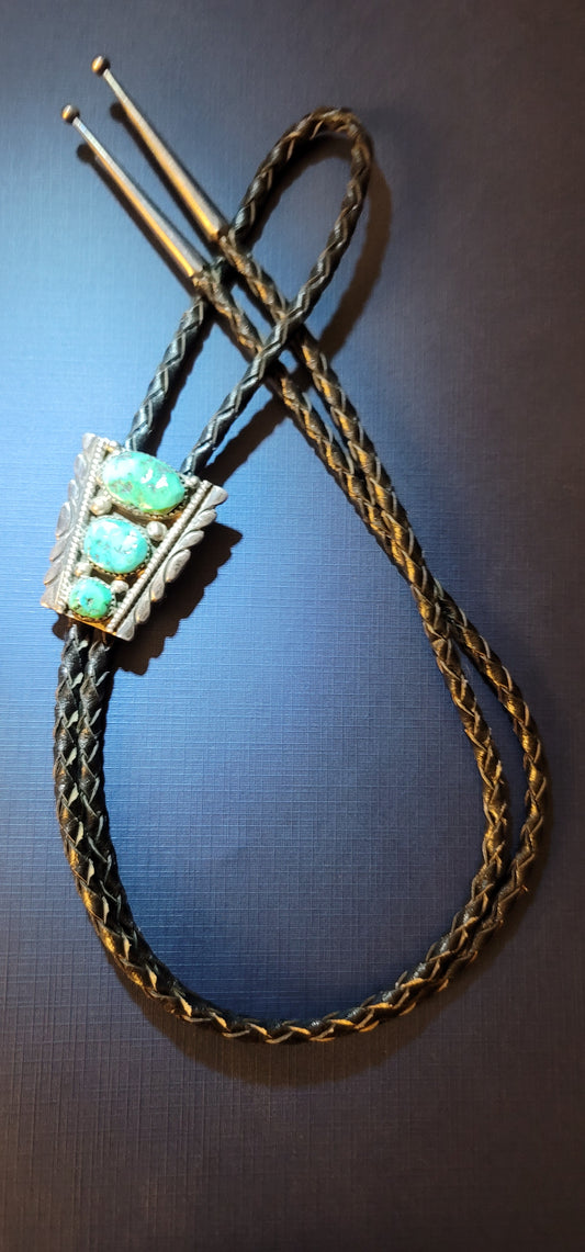 ROBERT LEEKYA BOLA TIE Kingman turquoise sterling silver