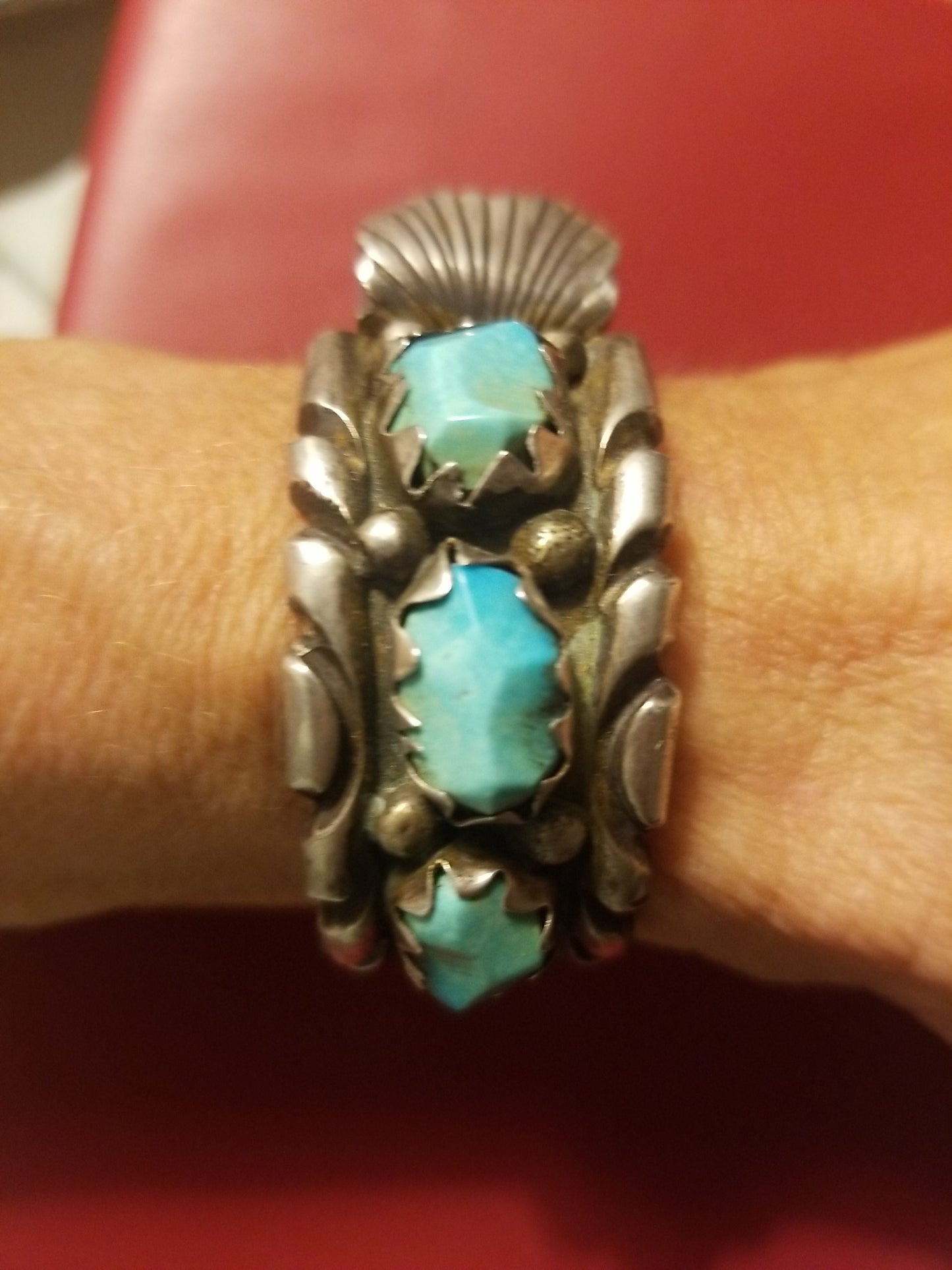 Vintage Navajo Watch Cuff Sterling Silver & Turquoise