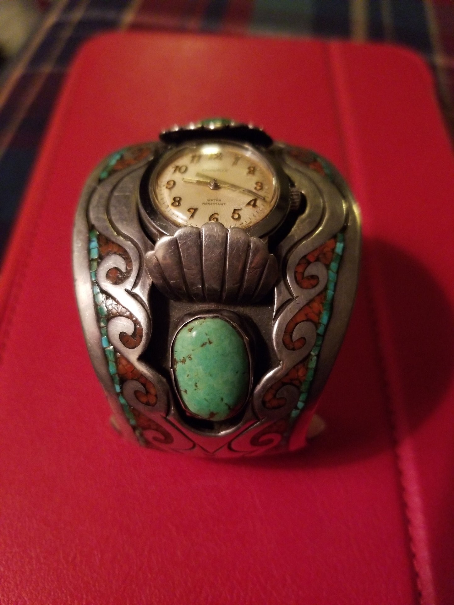 Navajo Watch Cuff handmade 1970's chip inlaid