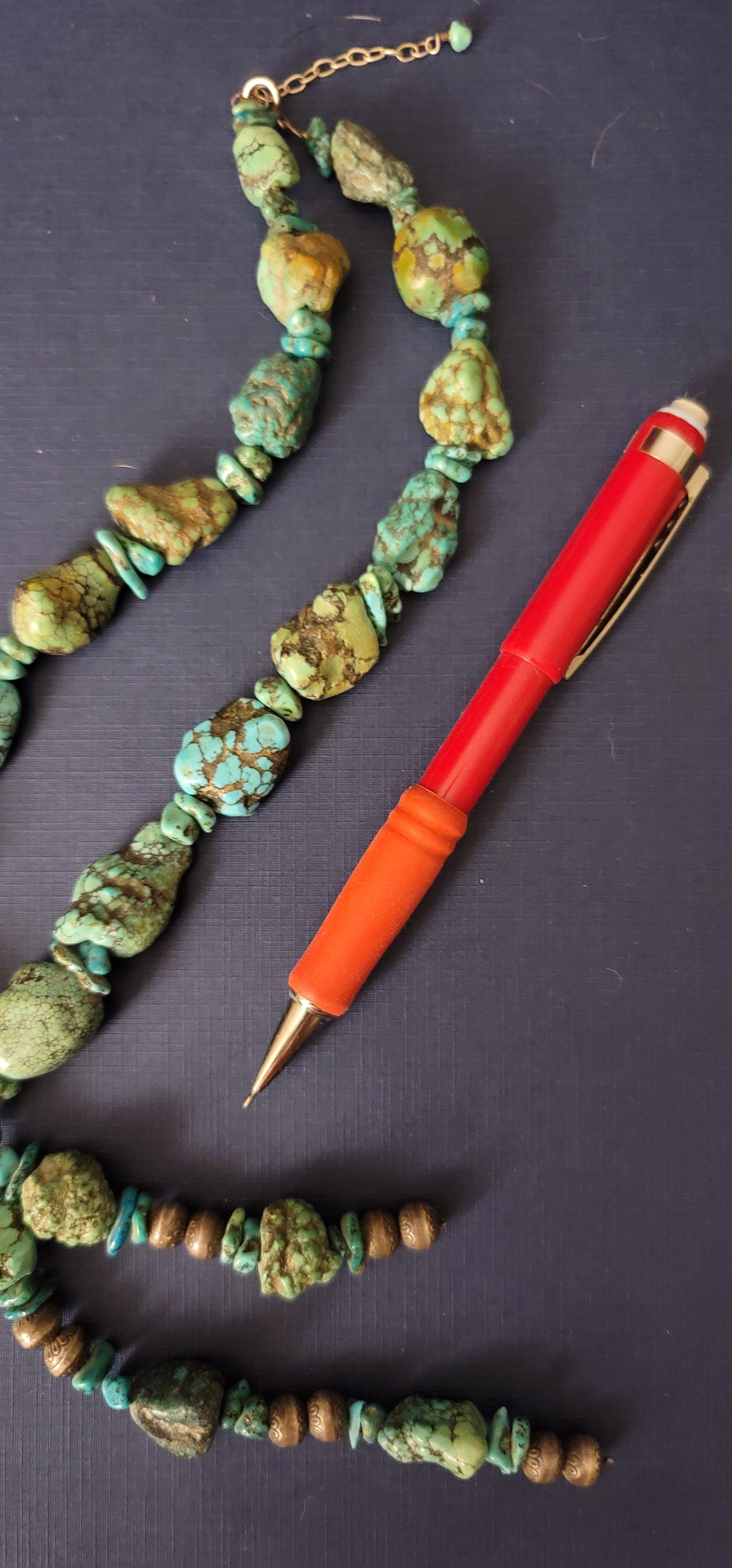 Vintage Heishi nugget necklace with silver beads