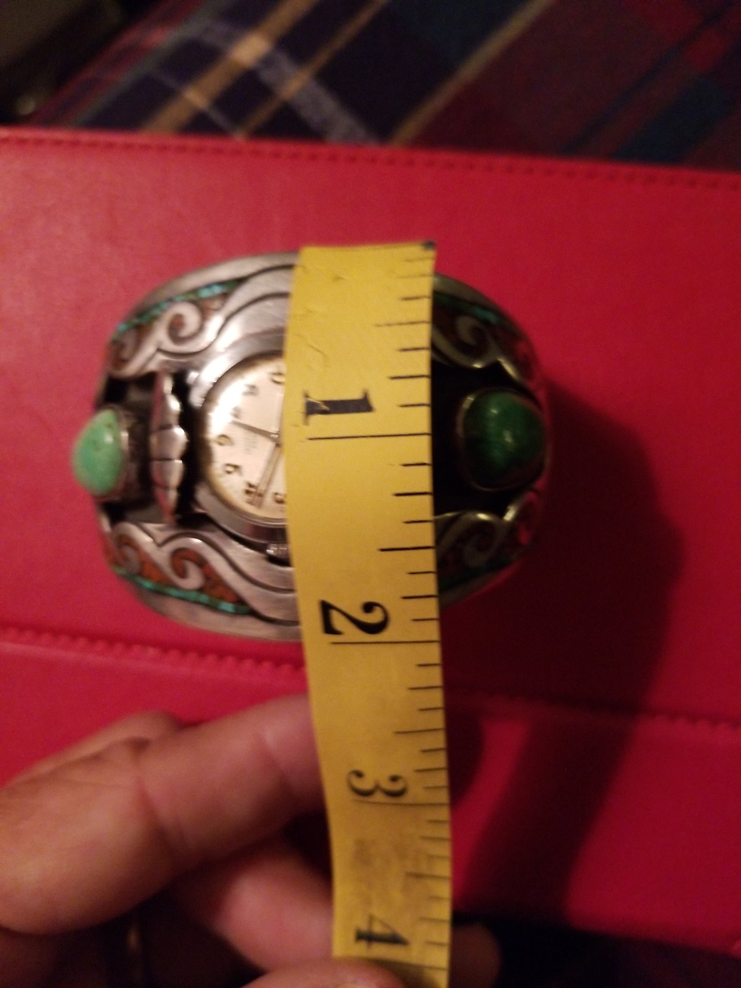 Navajo Watch Cuff handmade 1970's chip inlaid