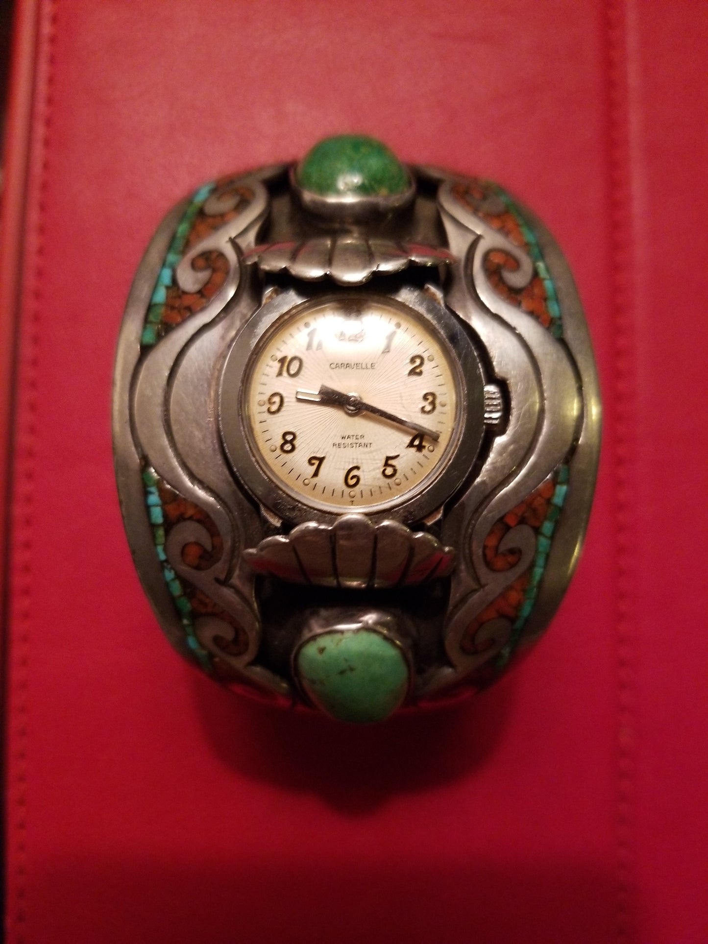 Navajo Watch Cuff handmade 1970's chip inlaid
